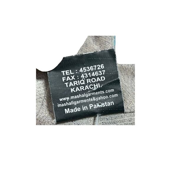 NEW MASHAL Pakistan Cream Linen Tunic Dress Short Turquoise 3/4 Sleeve Womens M - Picture 9 of 9